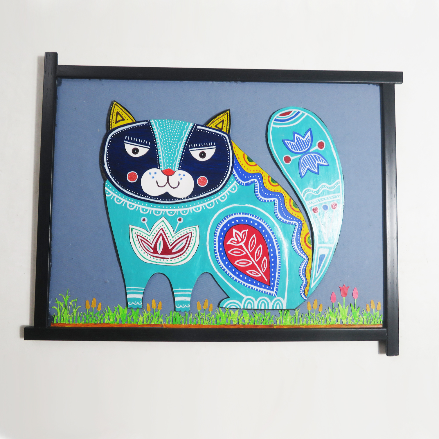 Twaksati Madhubani Cat Wall Hanger